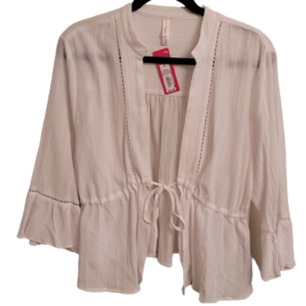 XHILARATION CROP TIE FRONT TOP